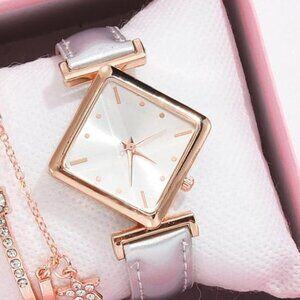 Rhombus Shaped Dial Design Quartz Watch